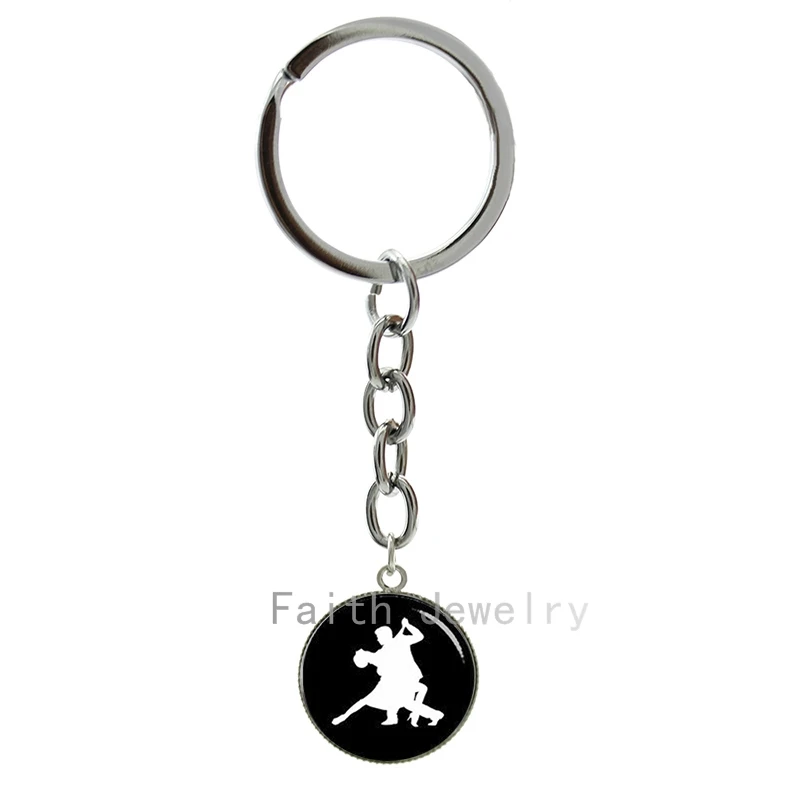 

Charming dancing silhouette profile image key chains elegant waltz salsa tango Latin dance Samba dance keychain gifts 1180 1181