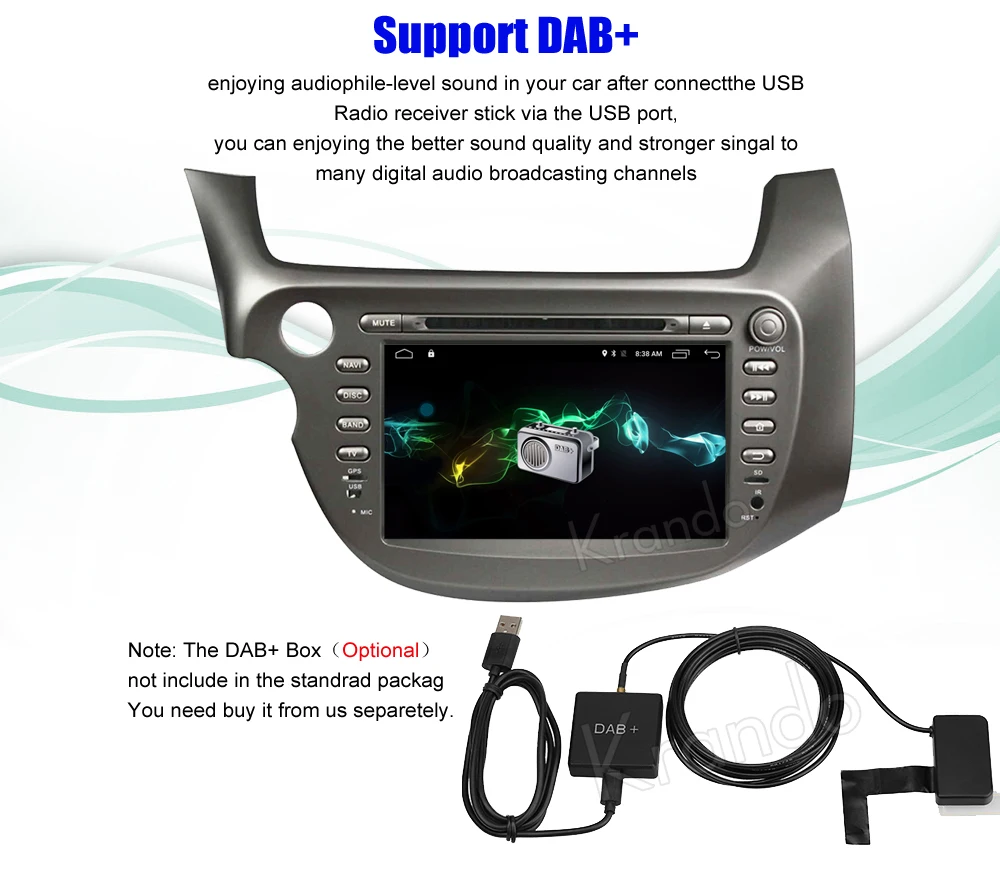 Krando honda fit jazz 2009-2013 android car radio gps navigation system multimedia player (6)