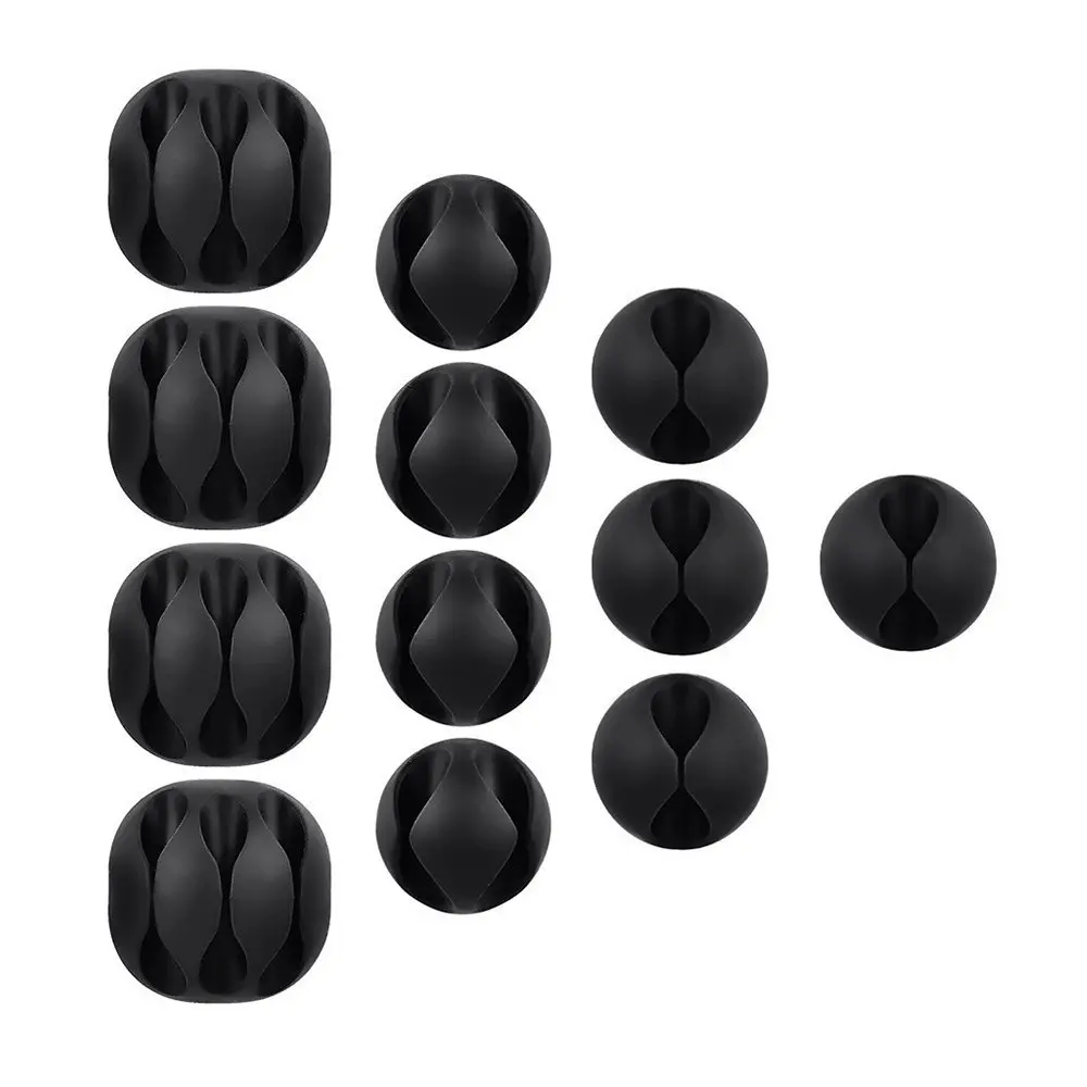 

12 Pieces Desktop Cable Clips Holders Cord Management System for Computer, Charging and Mouse Cord, Black