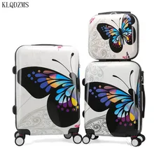 KLQDZMS Новинка 20/24. 28 дюймов милые красивые бабочки скалолазание багаж spinner женщин носить на тележке чемодан Ретро дорожная сумка колесо