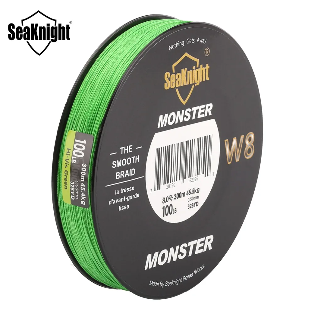 SeaKnight MONSTER W8 300 м 8 нитей плетеные рыболовные лески 20 до 100 фунтов 0,16 мм-0,50 мм прочная полиэтиленовая многонитевая плетеная леска