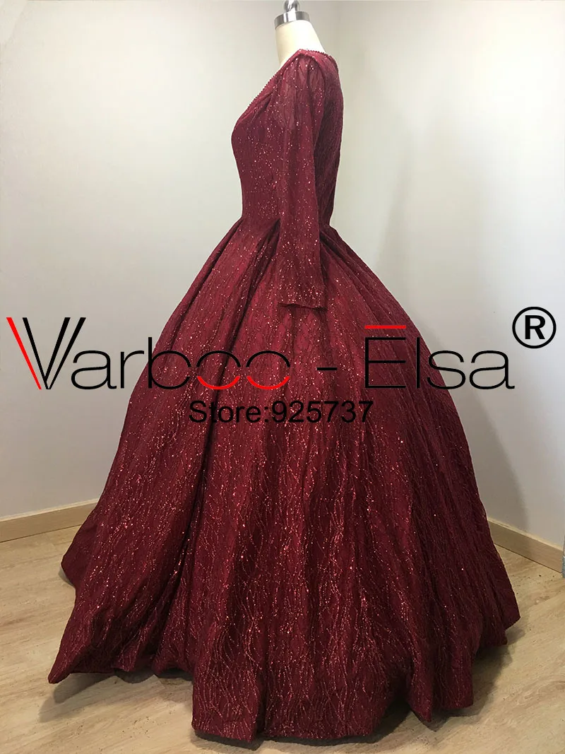 VARBOO_ELSA шикарные красные вечерние платья с блестками 2018 настоящие фото Длинные