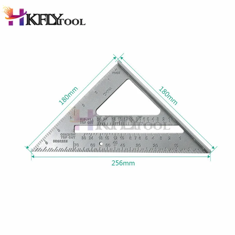 7 Inch Aluminum Alloy Measuring Ruler Speed Square Roofing Triangle Angle Protractor Trammel Measuring Tools