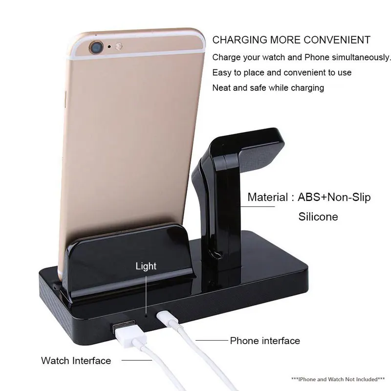  AHHROOU 2 in 1 Charging Dock Station Bracket Cradle Stand Holder Charger For iPhone X 8 7 6S Plus 5