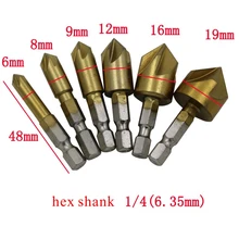 NEWACALOX 6pc 82 Degree Countersink Drill Bit Set Counter Woodworking Bits Boring Chamfer Chamfering Cutter Bore for Wood Tools