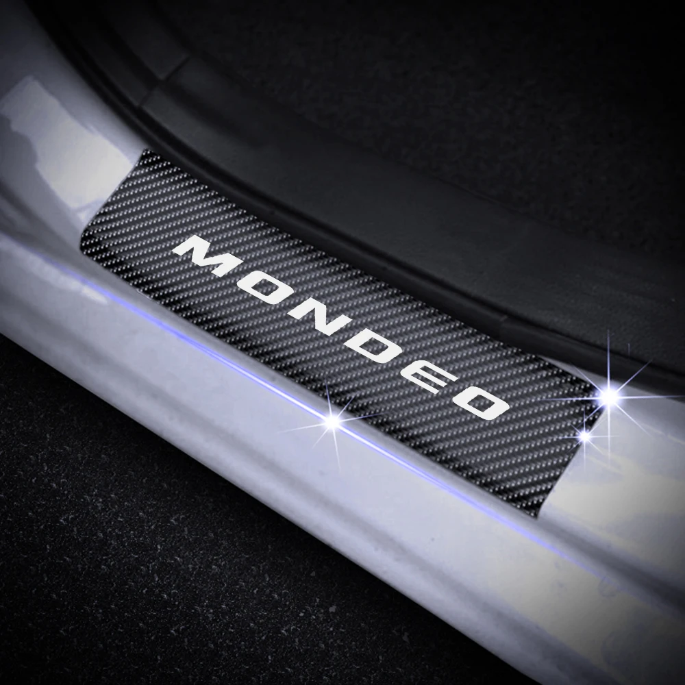 Накладка на порог двери автомобиля для Ford MONDEO, Накладка на порог двери автомобиля, наклейки для украшения педали, винил из углеродного волокна, 4 шт - Название цвета: White