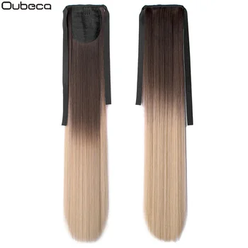 Oubeca 22 Inches Synthetic Ombre Ponytail Straight Long Two Tone Ribbon Pony Tail Hair Piece Clip In Hair Extensions For Women 1