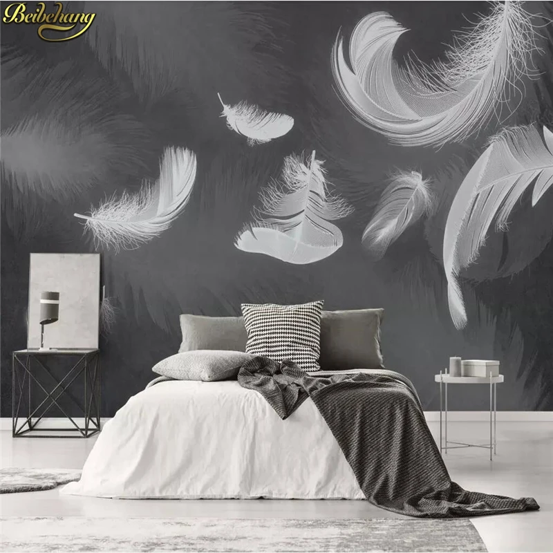 Beibehang Custom Photo Mural Wallpaper 3d Modern Fashion Tv Background Wall  Decorative Black White Feather Wall Paper Painting - Wallpapers - AliExpress