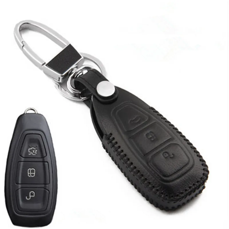 3Colors Car Genuine Leather Remote Control Car Keychain Key Cover Case