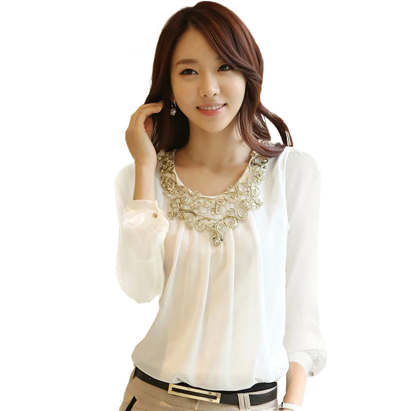 

Women Blusas Chiffon Blouse 2018 New Women Tops Long Sleeve Work Wear Shirts Elegant Lady Blouses Casual Solid Color Blusas