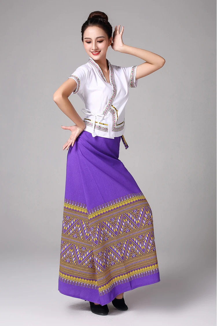 Летом Таиланд женская одежда традиционные фигурки Тайланда одежда летние женские фестиваль платье vestido леди Азии Этническая Костюм
