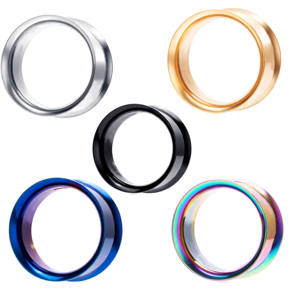 TIANCIFBYJS Mix 5 color 5 16mm Flare Ear Tunnel Plugs Stainless steel