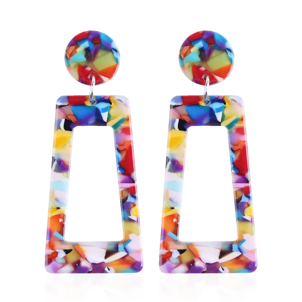 

Geometric Long Earrings Drop Earrings Stylish Leopard Dangle Trendy Big Earring Women Colors Resin Pendientes Mujer Moda Fashion