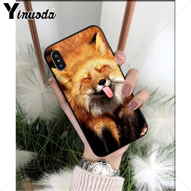 Yinuoda силиконовый мягкий ТПУ Черный чехол для телефона с изображением животных енота лисы для Apple iPhone 8 7 6 6S Plus X XS MAX 5 5S SE XR Чехол для мобильного телефона