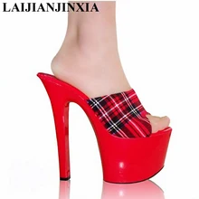 LAIJIANJINXIA/туфли на высоком каблуке 17 см; пикантные Клубные туфли для танцев на шесте; женская обувь на платформе; обувь для танцев с заклепками; G-072