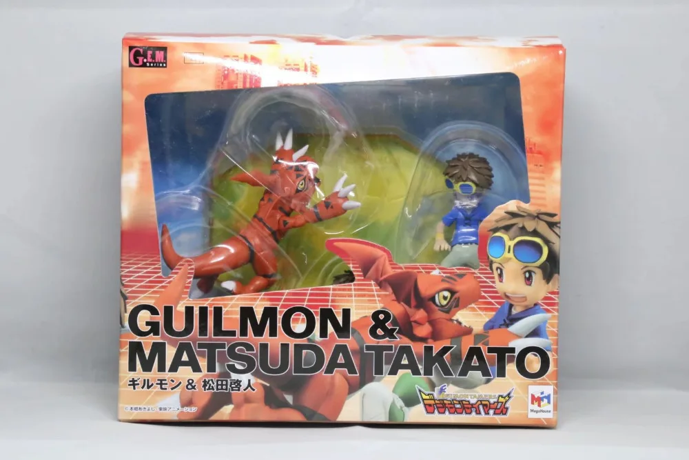 HKXZM Anime Figure 10CM Digimon Guilmon& Matsuda Takato PVC Figure Collectible Model Toy