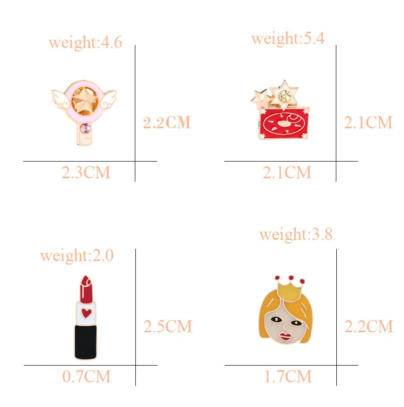 Новая мода мультфильм принцесса губная помада палочка металлическая эмалированная брошь-кнопка Леди пара милый воротник куртки значок для рюкзака ювелирные изделия подарок