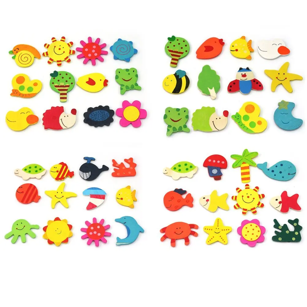 

Hot sale24 x New Wood Refrigerator Refrigerator Magnets Educational Toy for Baby Boy