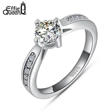 Effie Queen New Trendy Platinum Plated Ring with AAA Grade Zircon Fashion Women Wedding Ring Engagement Ring Wholesale DR05
