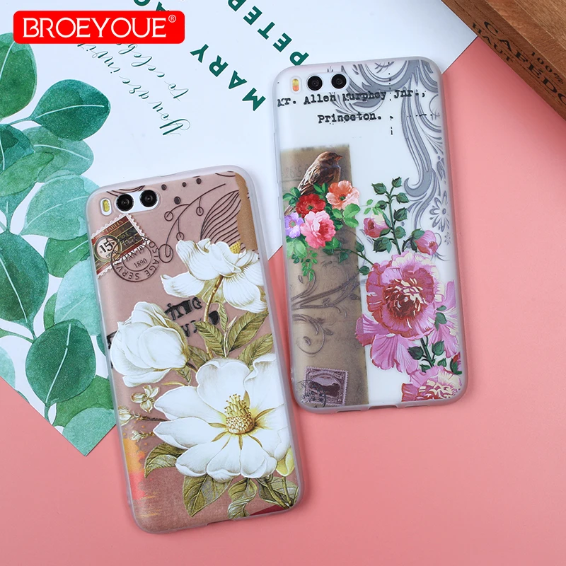 

BROEYOUE Silicone Case For Xiaomi Redmi Note 5 5A 5 Prime 4X 4 4A 3D Relief Soft TPU Case Floral Flower Case For Xiaomi Mi A1 5S