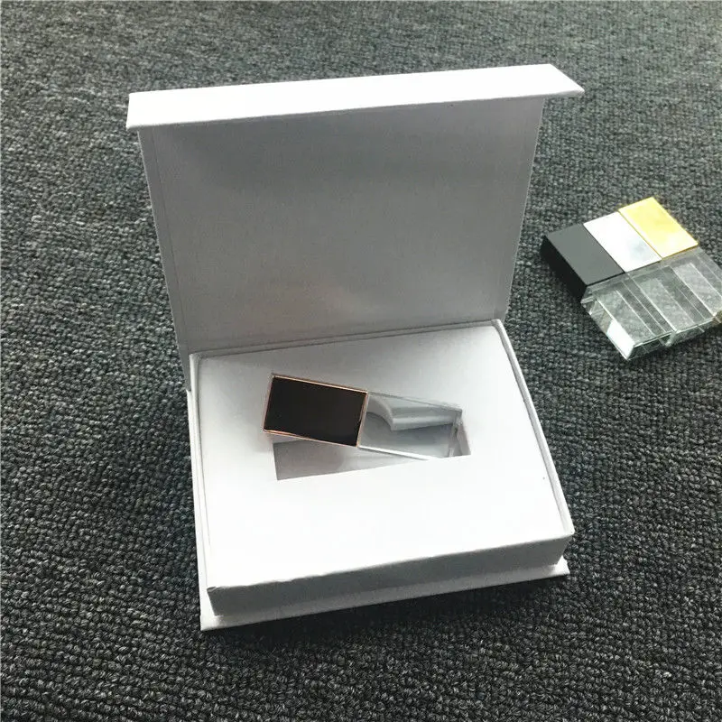  New Custom LOGO Crystal Usb 2.0 Memory Flash Drive with Gift Box 2GB 4GB 8GB 16GB 32GB 64GB （white 
