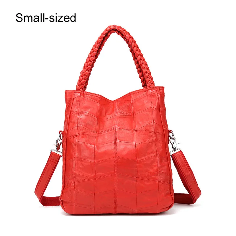 IPinee Сумки из натуральной кожи женские сумки из натуральной овчины Лоскутные сумки через плечо для женщин - Цвет: red samll size