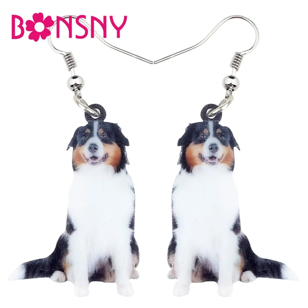 

Bonsny Statement Acrylic Australian Shepherd Dog Earrings Dangle Drop New Fashion Animal Jewelry For Women Girl Charms Wholesale