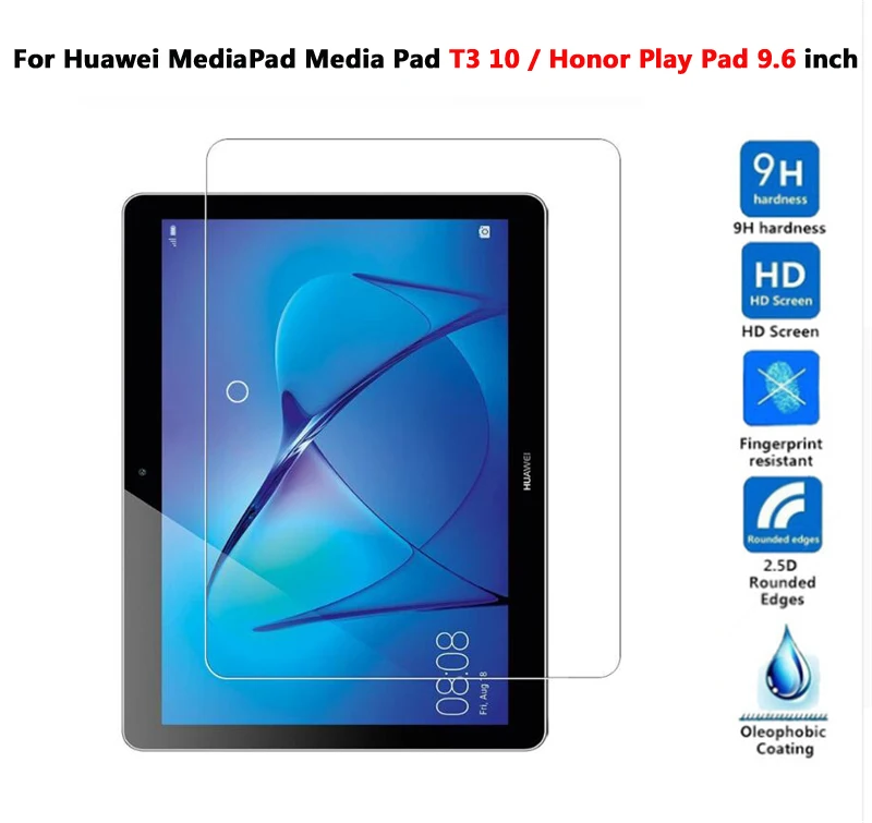 9H Tempered Glass For Huawei MediaPad T3 8 /T3 10 /T5 10 /T1 7.0 8.0 10 9.6 / C5 8.0 Media Pad Screen Protector Protective Film - Цвет: T3 10