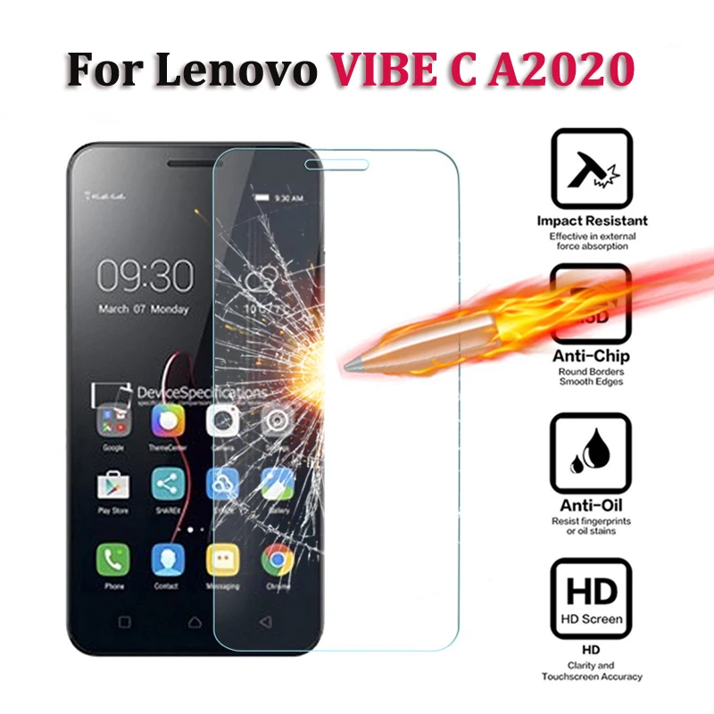 

For Lenovo VIBEC A2020 Tempered Glass Screen Protector For Lenovo VibeC A2020a40 DS A 2020 Cover Protective Film Case C a2020