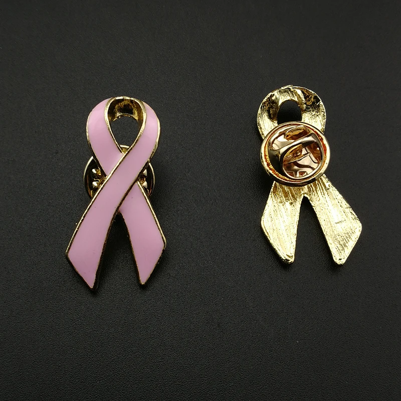 100pcs Lot 30mm Enamel Pink Ribbon Brooch Pin In Brooches From Jewelry
