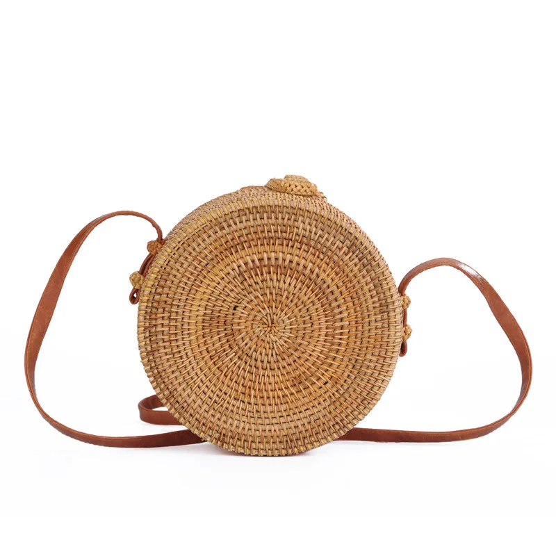 Female Vintage Bamboo Bags Women Bohemian Summer Beach Handbag Hollow Lady Circle Shoulder Bag Round Handmade Knitted Bag SS3033 (5)