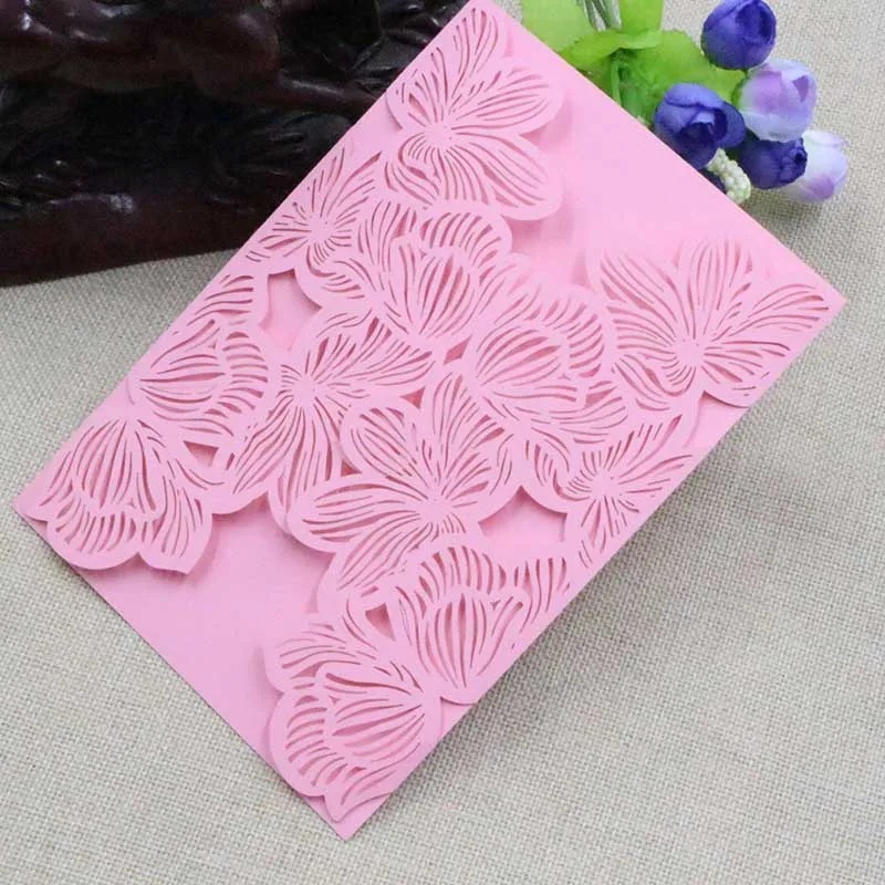 New 10pcs Wedding Engagement Invitation Card Ivory Red Leaves Pattern Carved Hollow-out For Wedding - 32958027873