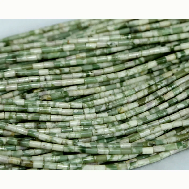 

Natural Green XiangHe Jade Peace Jasper Tube Loose Beads Columnar Beads 3x5mm
