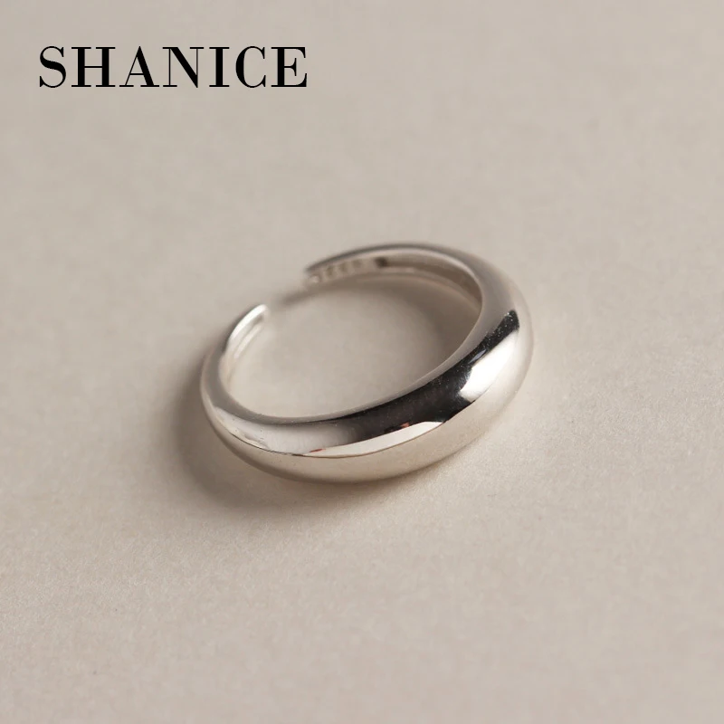 

SHANICE 925 Sterling Silver Open Ring Smooth Mirror Radian women's Ring Street Shoot Accessories Adjustable Ring Opening Women