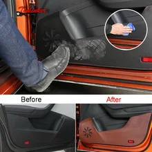 Tonlinker чехол наклейка для Skoda KAROQ автомобильный Стайлинг 4 шт Кожа/полиэстер Автомобильная дверь анти-Грязная декоративная крышка наклейка