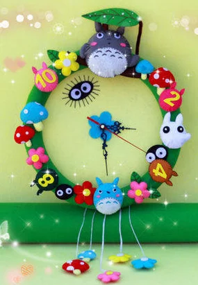 Cartoon home wall clock fabric felt kit DIY sewing set