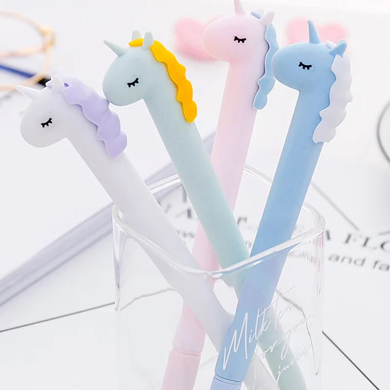 

12pcs/lot Cute Macaron Unicorn Pen 0.38mm Soft Student Writing Gel Pen Japanese Kawaii School Supplies Stationery Muji