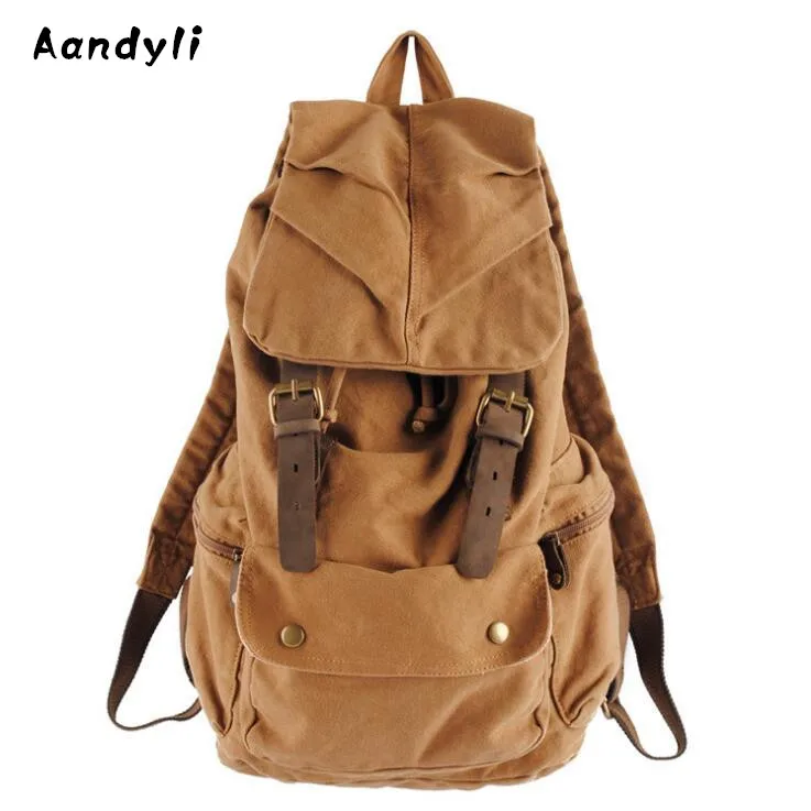 

New Men Backpack Leisure Travelling bag Pure cotton Canvas Students Backpack Multi-function Laptop Bag