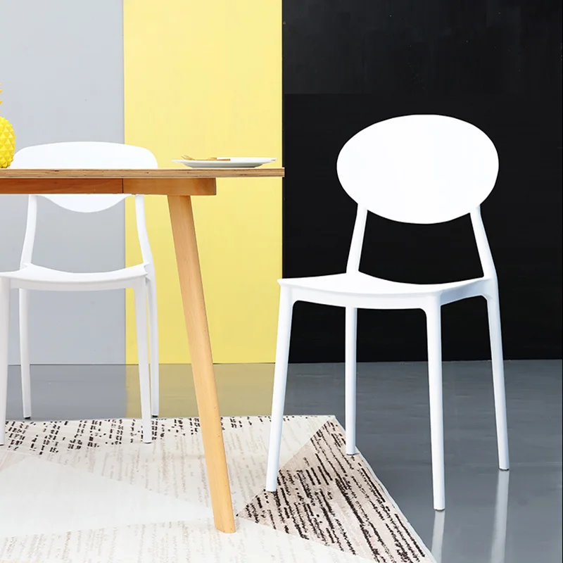 Cheap Modern Home Back Plastic Chair Chinese Craft PP Plastic Restaurant Applicable Dining Chair Leisure Bedroom Study Office Chair 2
