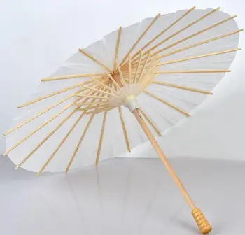 

100pcs/lot White Color Long-handle Outdoor Wedding Paper Parasols Chinese Craft Umbrellas Diameter 23.6inches 60CM YA1024