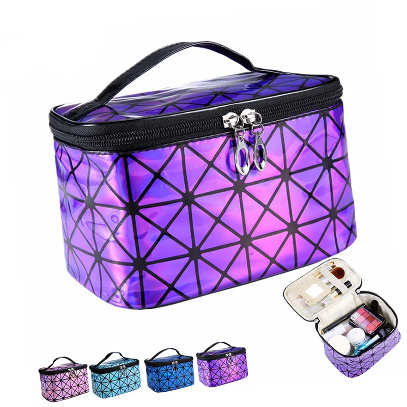 

New Fashion women Cosmetic bag Laser pu Casual Make up bag Travel Organizer Professional Cosmetic Cases Suitcase makeup pouch