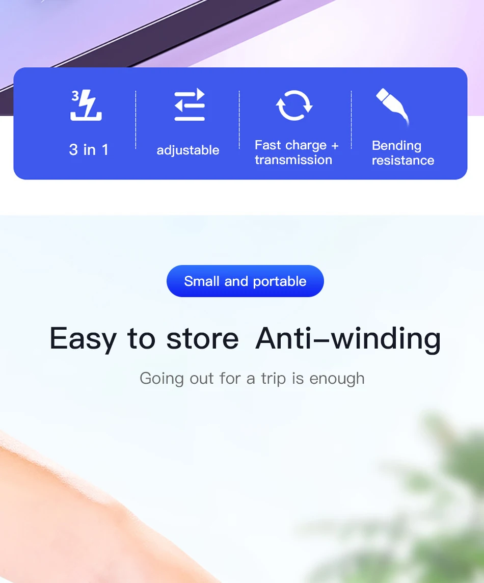 !ACCEZZ 3 in 1 Retractable USB Cable For iPhone XS XR Micro USB Type C TPE Fast Charging For Samsung Xiaomi Huawei Android Phone (6)
