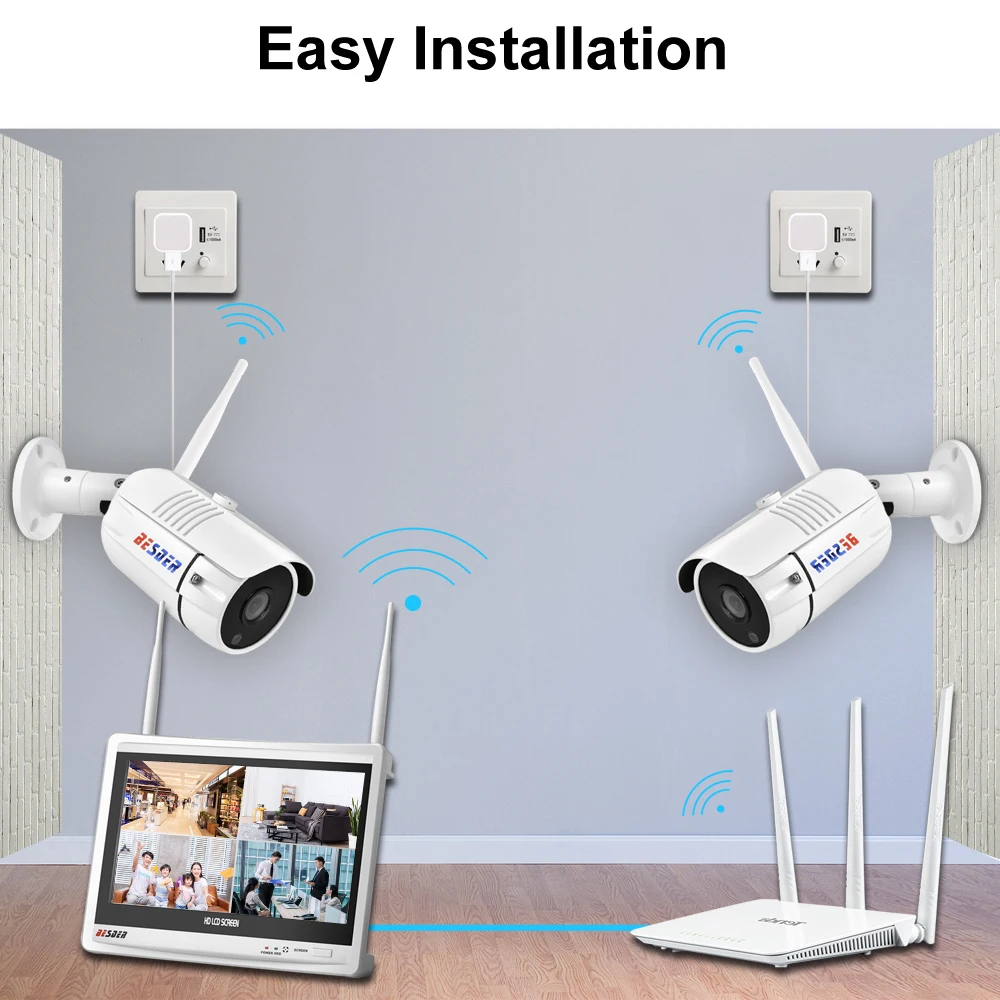 BESDER 1080P все в одном Wi Fi CCTV комплект видеонаблюдения P2P 4CH Wifi NVR с 12 5 ''ЖК монитором