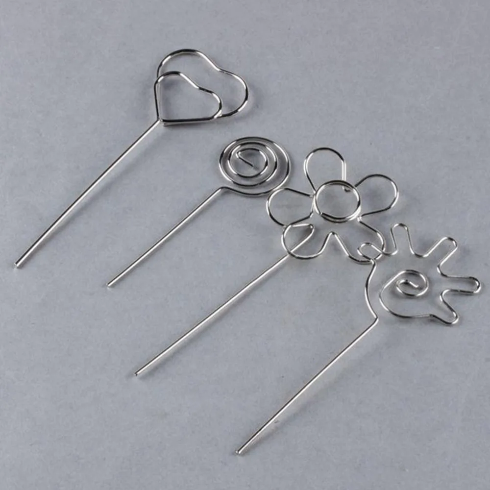 

Kawaii Sliver Wire Clip Flower Heart Shape Craft Paper Card Note Photo Memo Holder Clips Desk School Office Accessories