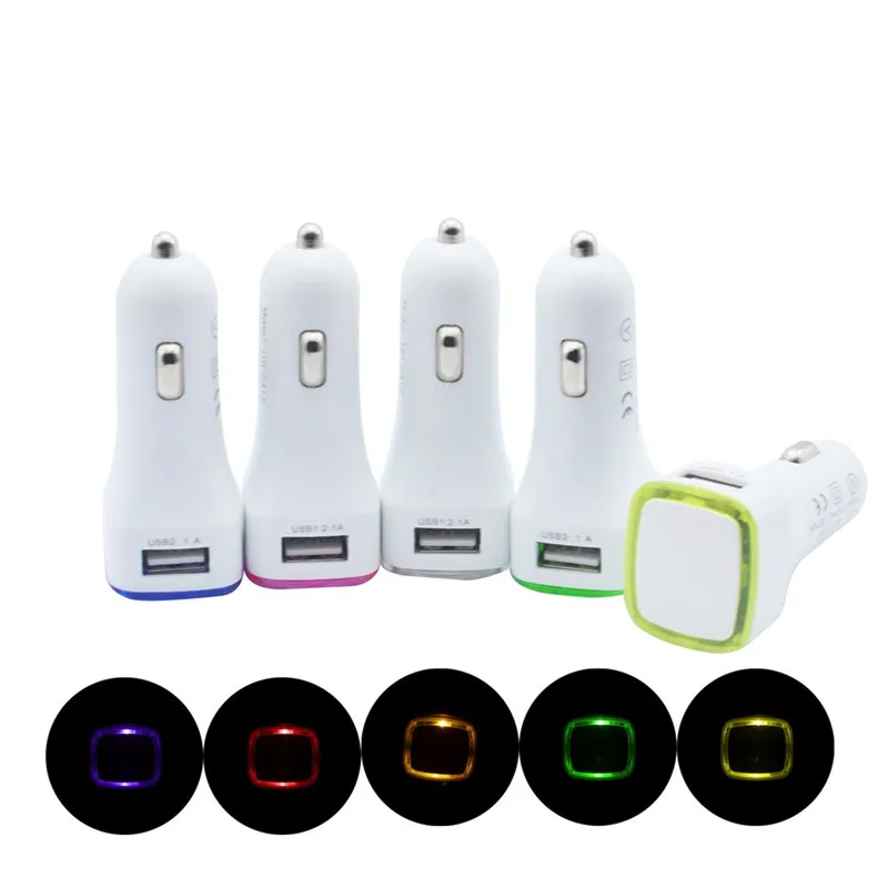 

kongyide Car Charger Side Mini Dual USB 2 Port Light Car Charger Adapter For Samsung Smartphones dropship mar6