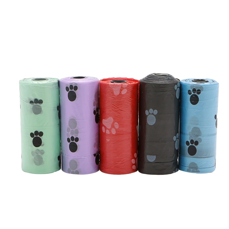 10 рулонов/150 PCS Pet Dog для отходов, с лапками сумка Poo печать Clean-up Degradable MAR17