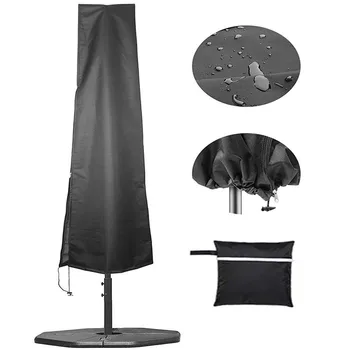 

Large Size Black Oxford Garden Patio Parasol Sun Umbrella Cover Banana Cantilever Waterproof Cover 190x50x30cm or 262x89cm