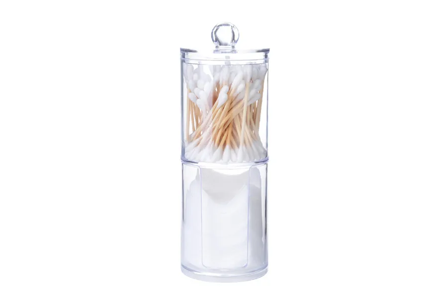 

Clear Acrylic Storage Box Holder Double Layer Cotton Swab Stick Makeup Organizer Clear Transparent Cosmetic Jewelery Case