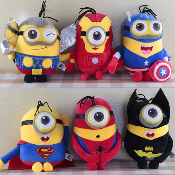 20cm Minions Cosplay The Avengers Captain America Batman SpiderMan Thor Superman Iron Man Stuffed Plush Doll
