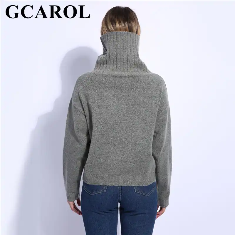 GCAROL Fall Winter Women Turtleneck Sweater 20% Wool High Quality Oversized Knit Jumper Soft Hand Pullover In 3 Colors GCAROL Fall Winter Women Turtleneck Sweater 20% Wool High Quality Oversized Knit Jumper Soft Hand Pullover In 3 Colors